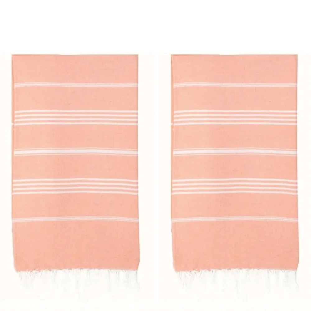 Peach Turkish Beach Towel with Fringe